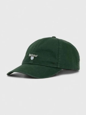 Barbour czapka z daszkiem bawełniana kolor zielony z aplikacją MHA0274