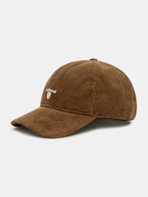 Barbour czapka z daszkiem bawełniana Preston Cord Cap kolor beżowy MHA0911BE51