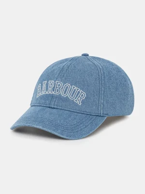 Barbour czapka z daszkiem jeansowa Emily kolor niebieski z aplikacją LHA0582BL31
