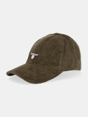 Barbour czapka z daszkiem sztruksowa Preston Cord kolor zielony MHA0911