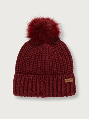 Barbour czapka z pomponem damska bordowy