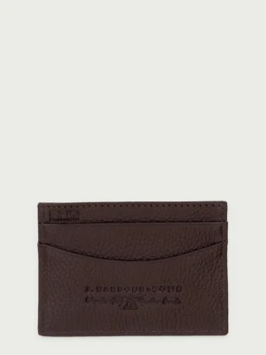 Barbour etui na karty męskie skórzane brązowy