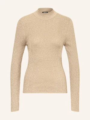 Barbour International Sweter Z Błyszczącą Przędzą gold