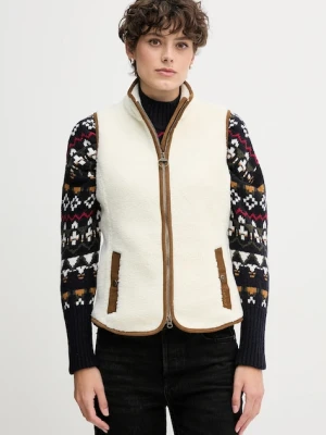 Barbour kamizelka polarowa BURFORD damska kolor beżowy gładka LFL0055
