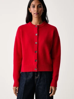 Barbour kardigan damski wełniany czerwony
