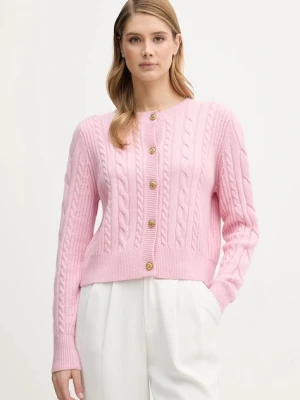 Barbour kardigan wełniany Elina damski kolor różowy LKN1732