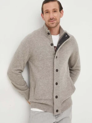 Barbour kardigan wełniany kolor szary