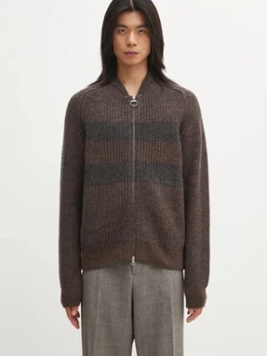 Barbour kardigan wełniany x Paul Smith Knit Bomber męski kolor brązowy MKN1695RU71
