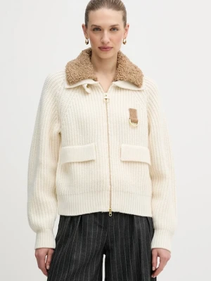 Barbour kardigan z dodatkiem wełny Marla kolor beżowy ciepły LKN1738