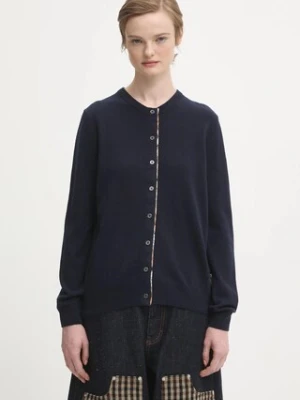 Barbour kardigan z dodatkiem wełny Pendle Knitted Cardigan damski kolor granatowy lekki LKN1076NY78