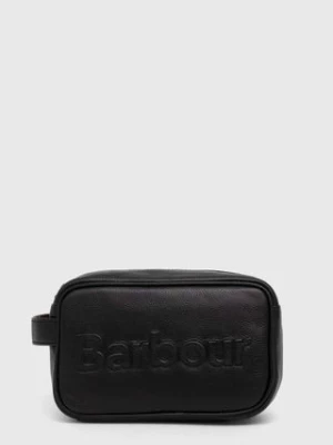 Barbour kosmetyczka skórzana Logo Leather Washbag kolor czarny MAC0451