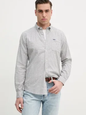 Barbour koszula bawełniana Banner Tailored Shirt męska kolor szary slim z kołnierzykiem button-down MSH5435