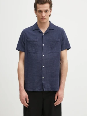 Barbour koszula bawełniana Barbour Benson Textured Relaxed Fit S/S Shirt męska kolor granatowy relaxed MSH5613