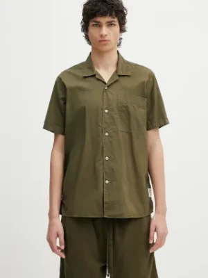 Barbour koszula bawełniana Barbour Holywell Poplin S/S Relaxed Fit Shirt męska kolor zielony relaxed z kołnierzykiem klasycznym MSH5603