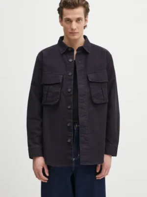 Barbour koszula bawełniana Barbour Jungle Sateen Overshirt męska kolor granatowy relaxed z kołnierzykiem klasycznym MOS0417