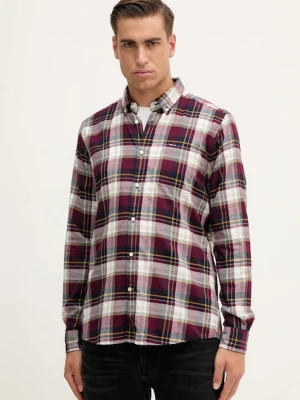 Barbour koszula bawełniana CROSSFELL męska kolor bordowy regular z kołnierzykiem button-down MSH4995