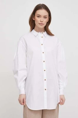 Barbour koszula bawełniana damska kolor biały relaxed z kołnierzykiem klasycznym LSH1595
