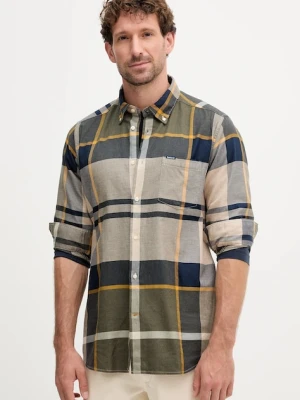 Barbour koszula bawełniana DUNOON męska kolor zielony regular z kołnierzykiem button-down MSH4980