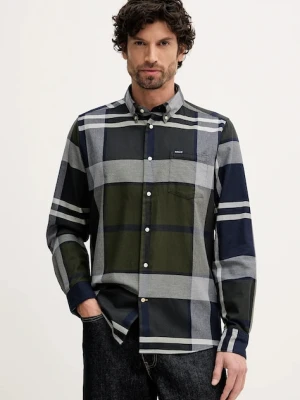Barbour koszula bawełniana DUNOON męska kolor zielony regular z kołnierzykiem button-down MSH4980