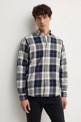 Barbour koszula bawełniana Edgar męska kolor granatowy slim z kołnierzykiem button-down