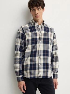 Barbour koszula bawełniana Edgar męska kolor granatowy slim z kołnierzykiem button-down