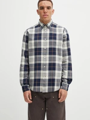 Barbour koszula bawełniana Edgar męska kolor granatowy slim z kołnierzykiem button-down