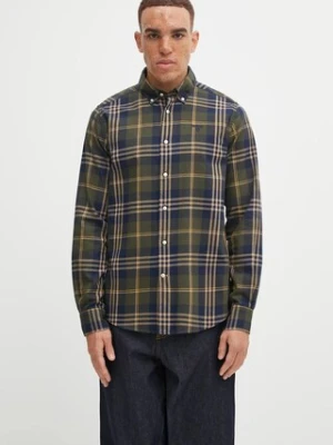 Barbour koszula bawełniana Edgar męska kolor zielony slim z kołnierzykiem button-down