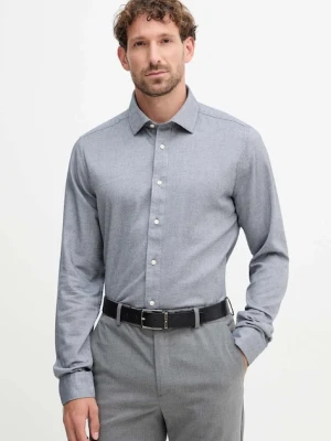 Barbour koszula bawełniana ELMFIELD męska kolor granatowy slim z kołnierzykiem włoskim MSH5682