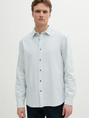 Barbour koszula bawełniana Fenfield Oxford Stripe Relaxed Fit Shirt męska kolor turkusowy relaxed z kołnierzykiem klasycznym MSH5586