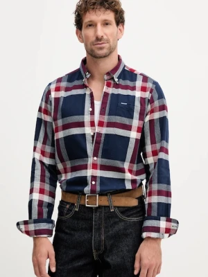 Barbour koszula bawełniana FOLLEY męska kolor granatowy regular z kołnierzykiem button-down MSH5364