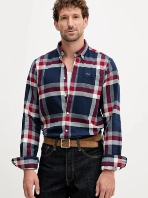 Barbour koszula bawełniana FOLLEY męska kolor granatowy regular z kołnierzykiem button-down MSH5364