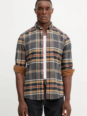 Barbour koszula bawełniana męska kolor beżowy slim z kołnierzykiem button-down