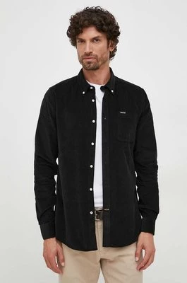 Barbour koszula bawełniana męska kolor czarny regular z kołnierzykiem button-down