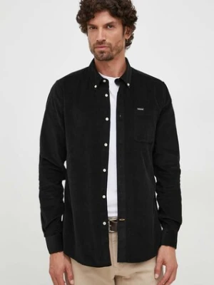 Barbour koszula bawełniana męska kolor czarny regular z kołnierzykiem button-down