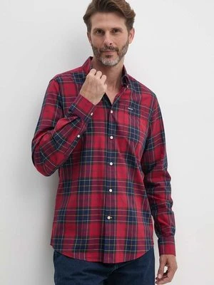 Barbour koszula bawełniana męska kolor czerwony slim z kołnierzykiem button-down