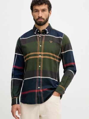 Barbour koszula bawełniana męska kolor granatowy slim z kołnierzykiem button-down