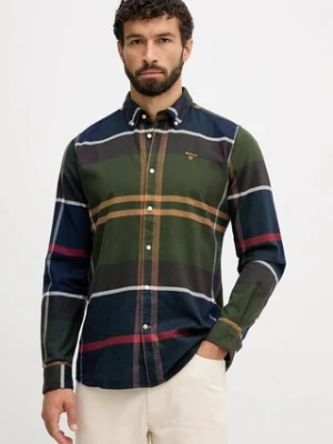 Barbour koszula bawełniana męska kolor granatowy slim z kołnierzykiem button-down