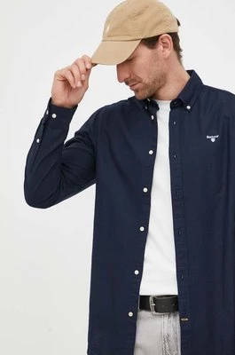 Barbour koszula bawełniana Oxtown męska kolor granatowy slim z kołnierzykiem button-down