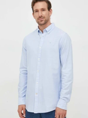 Barbour koszula bawełniana Oxtown męska kolor niebieski slim z kołnierzykiem button-down