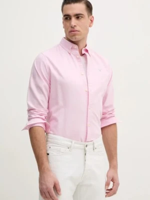 Barbour koszula bawełniana Oxtown męska kolor różowy slim z kołnierzykiem button-down