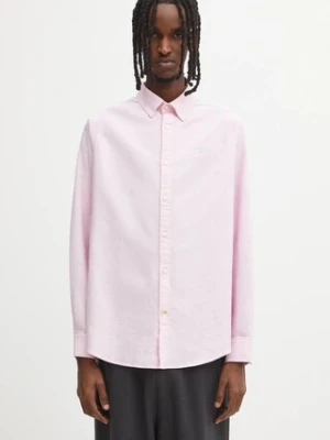 Barbour koszula bawełniana Oxtown męska kolor różowy slim z kołnierzykiem button-down