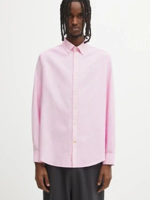 Barbour koszula bawełniana Oxtown męska kolor różowy slim z kołnierzykiem button-down