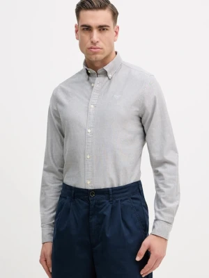 Barbour koszula bawełniana Oxtown męska kolor szary slim z kołnierzykiem button-down