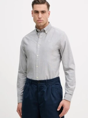Barbour koszula bawełniana Oxtown męska kolor szary slim z kołnierzykiem button-down