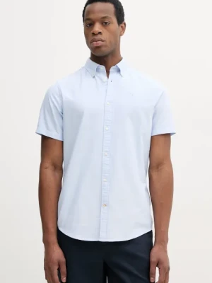 Barbour koszula bawełniana Oxtown S/S Tailored Shirt męska kolor niebieski slim z kołnierzykiem button-down MSH5313