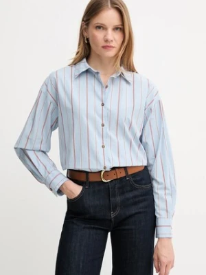 Barbour koszula bawełniana SAFFRON damska kolor niebieski relaxed z kołnierzykiem klasycznym LSH1698