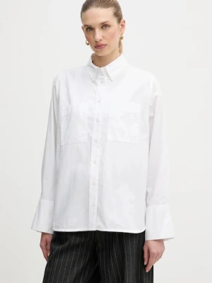 Barbour koszula bawełniana Wren damska kolor biały relaxed z kołnierzykiem klasycznym LSH1723