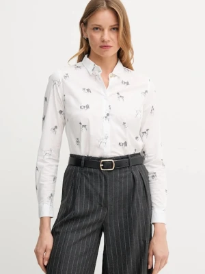 Barbour koszula BRAMBLES damska kolor biały slim z kołnierzykiem klasycznym LSH1644