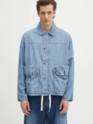 Barbour koszula lniana Barbour Durham Chambray Casual Jacket męska kolor niebieski regular MCA1038
