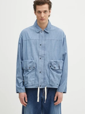 Barbour koszula lniana Barbour Durham Chambray Casual Jacket męska kolor niebieski regular MCA1038